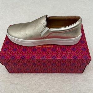 Tory Burch Slip-On Metallic Sneakers Spark Gold